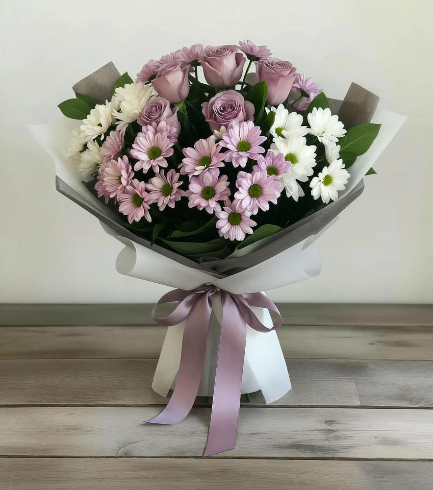 Букет цветов из: Хризантемы и Розы в Новопавловске