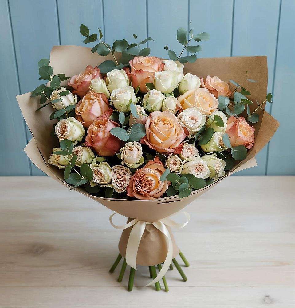 Букет цветов из: Альстромерии и Розы в Новопавловске