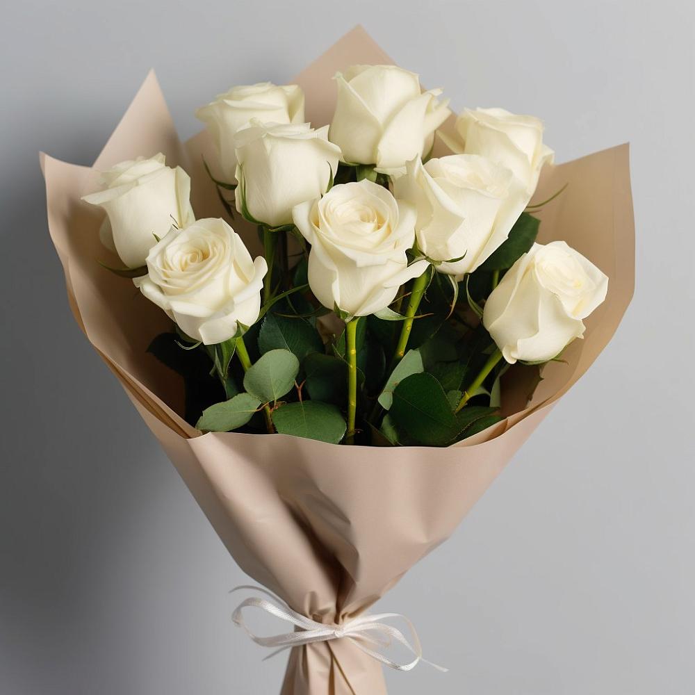 Букет 9 Белых роз Эдлесс Лав в Новопавловске