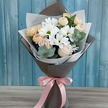 Букет цветов из:  Хризантемы и Розы #REPLACE_PRED# Новопавловске