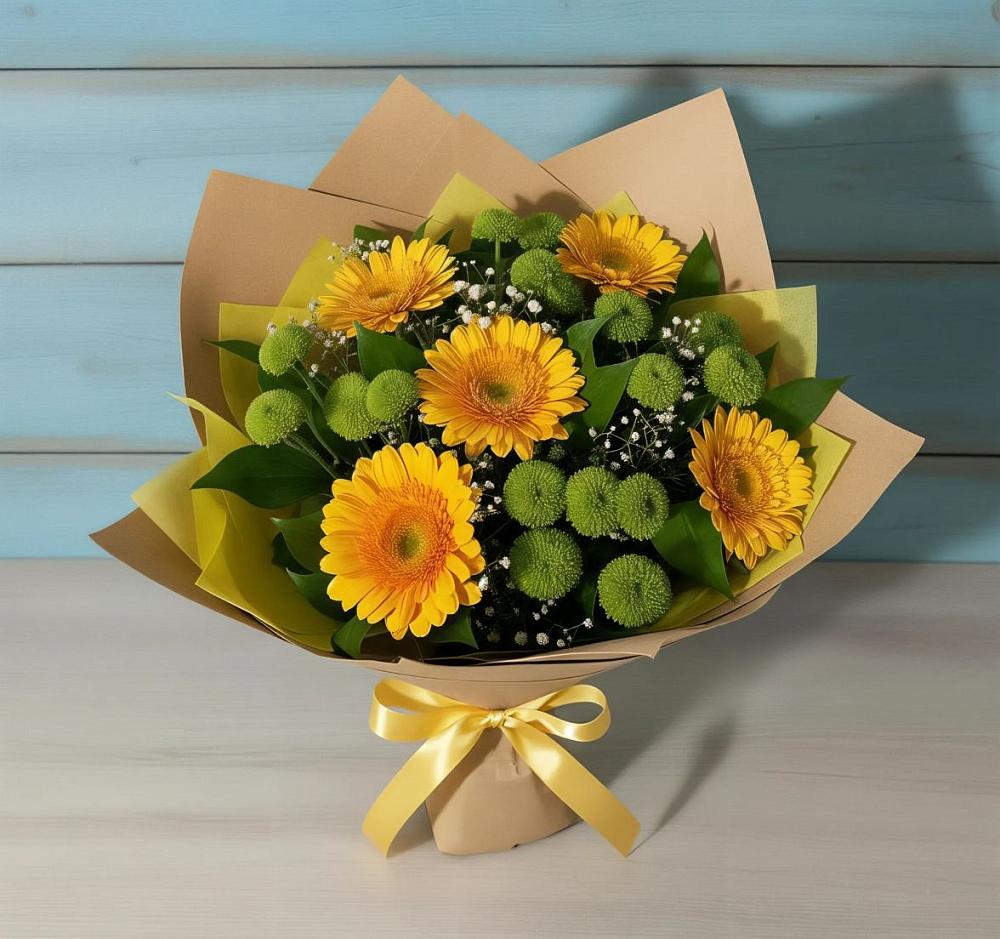 Букет цветов из: Герберы и Хризантемы в Новопавловске
