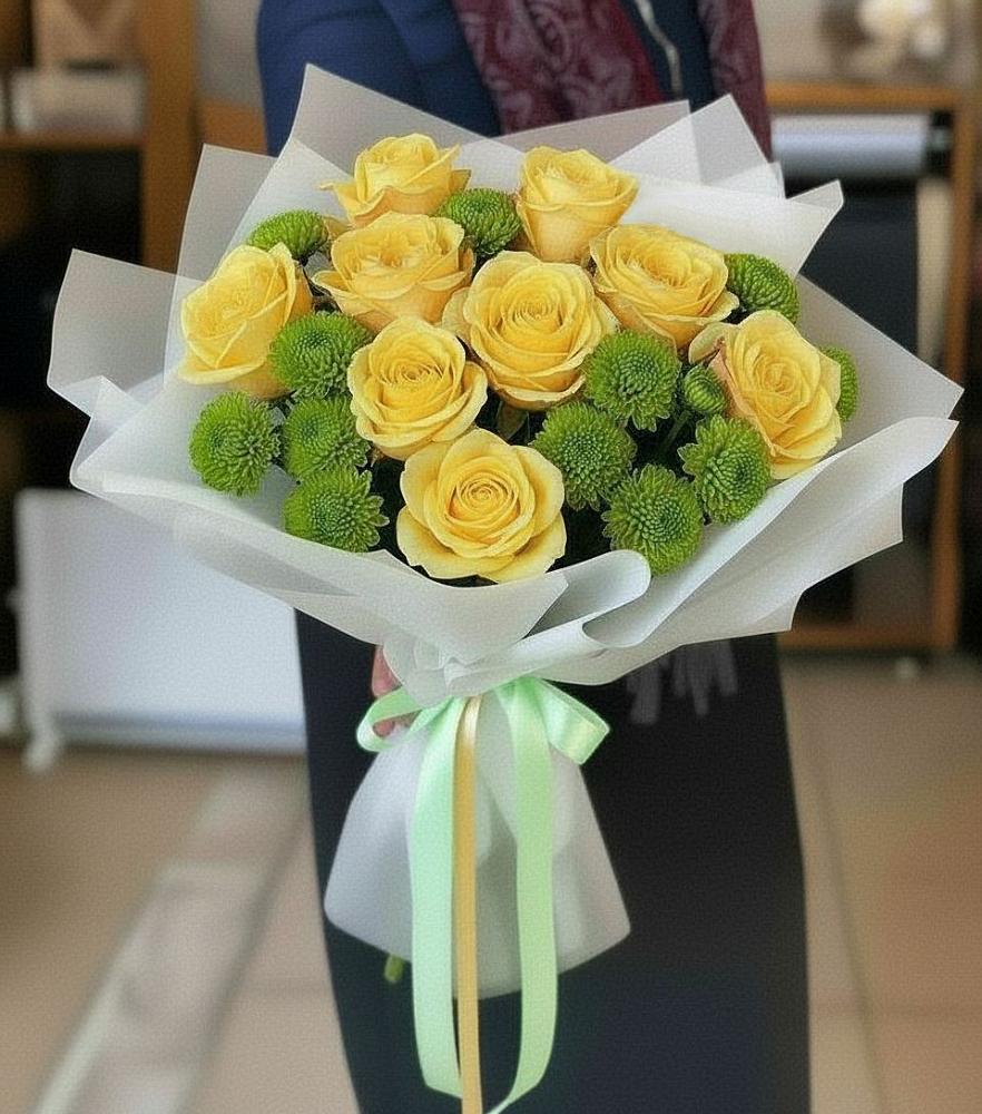 Букет цветов из: Хризантемы и Розы в Новопавловске