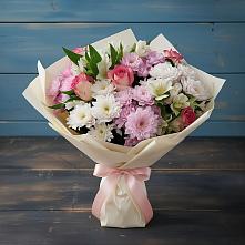 Букет цветов из:  Хризантемы, Альстромерии и Розы в Новопавловске