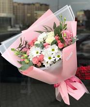 Букет цветов из:  Розы, Лизиантусы и Хризантемы в Новопавловске