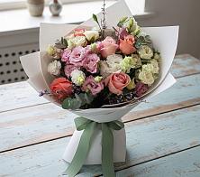 Букет цветов из:  Розы, Лизиантусы и Гвоздики в Новопавловске