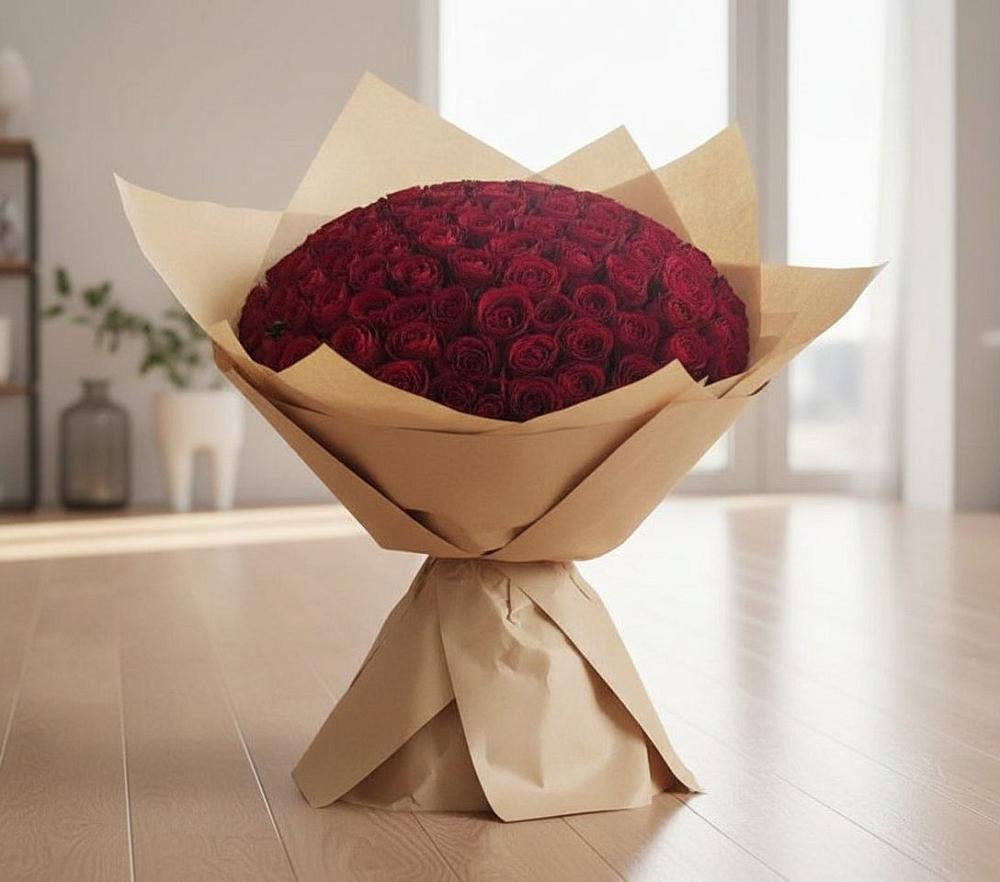 Букет 101 Красная роза в Новопавловске