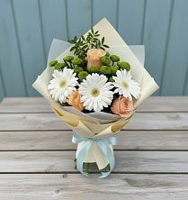 Букет цветов из:  Герберы, Розы и Хризантемы в Новопавловске