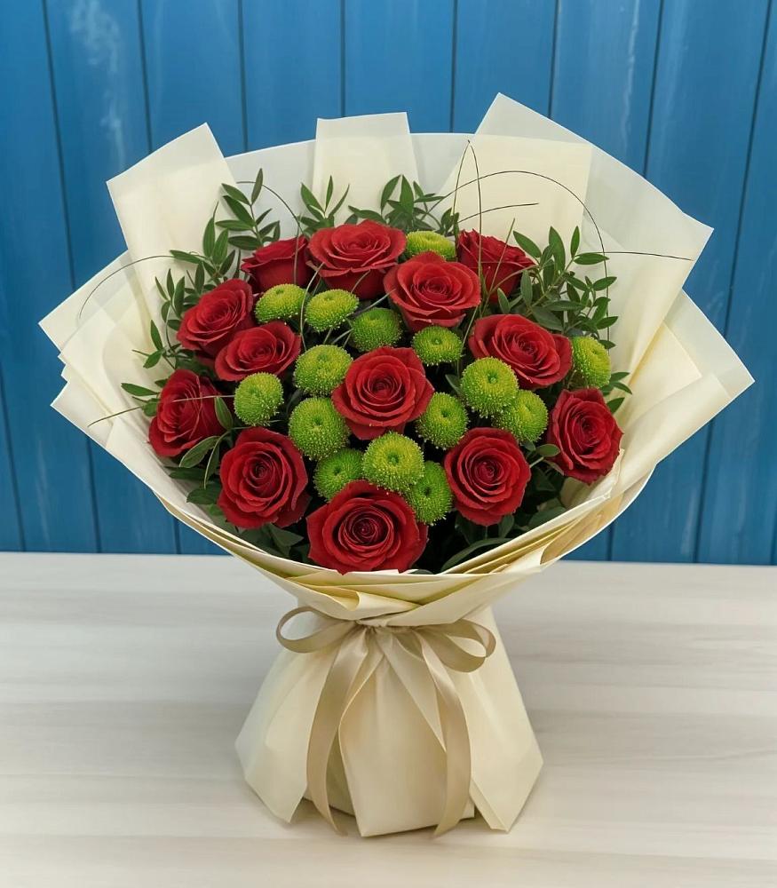 Букет цветов из: Розы и Хризантемы в Новопавловске